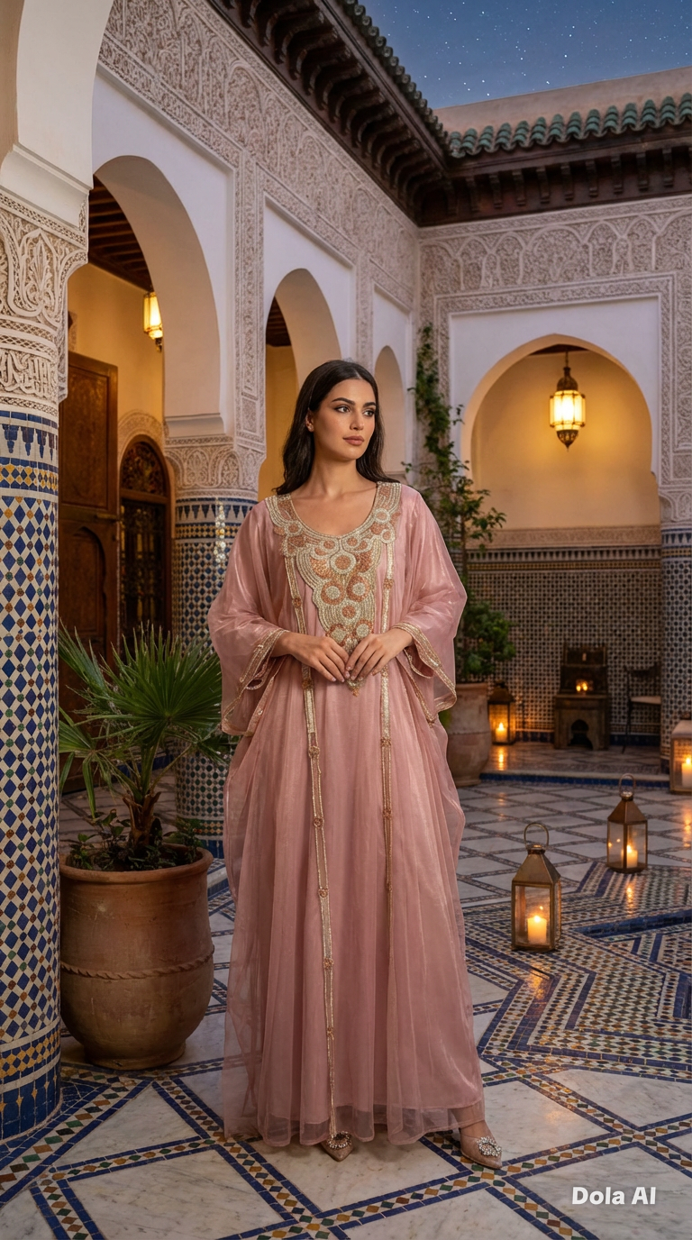 Dusty Pink Crystallised Emirate Thobe