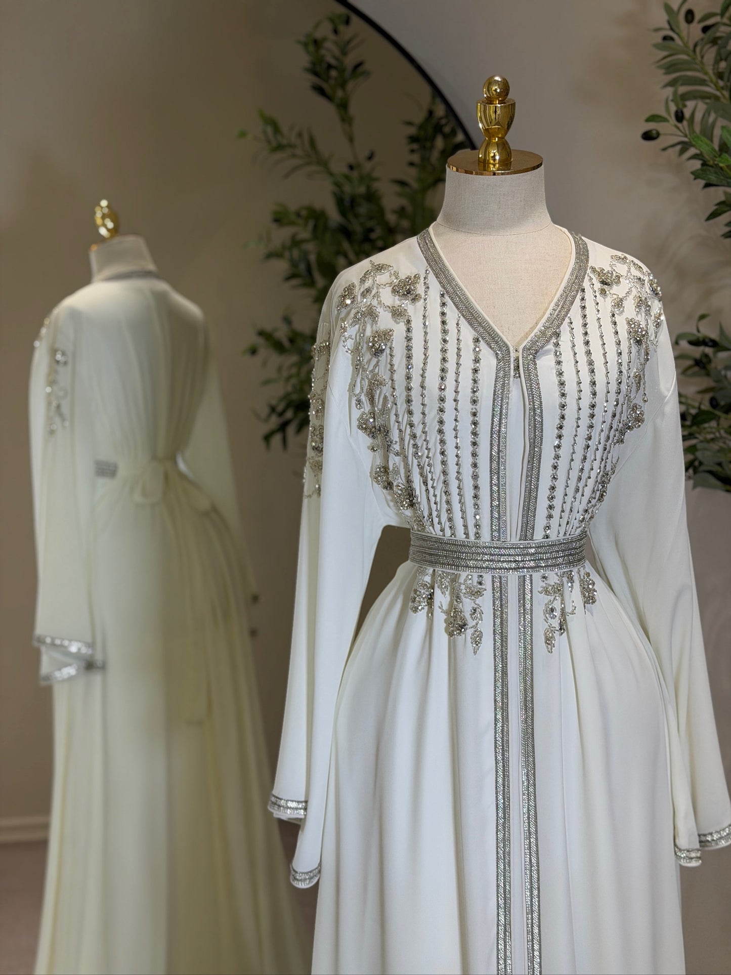 Mila White 3 Piece Luxury Khaliji Caftan