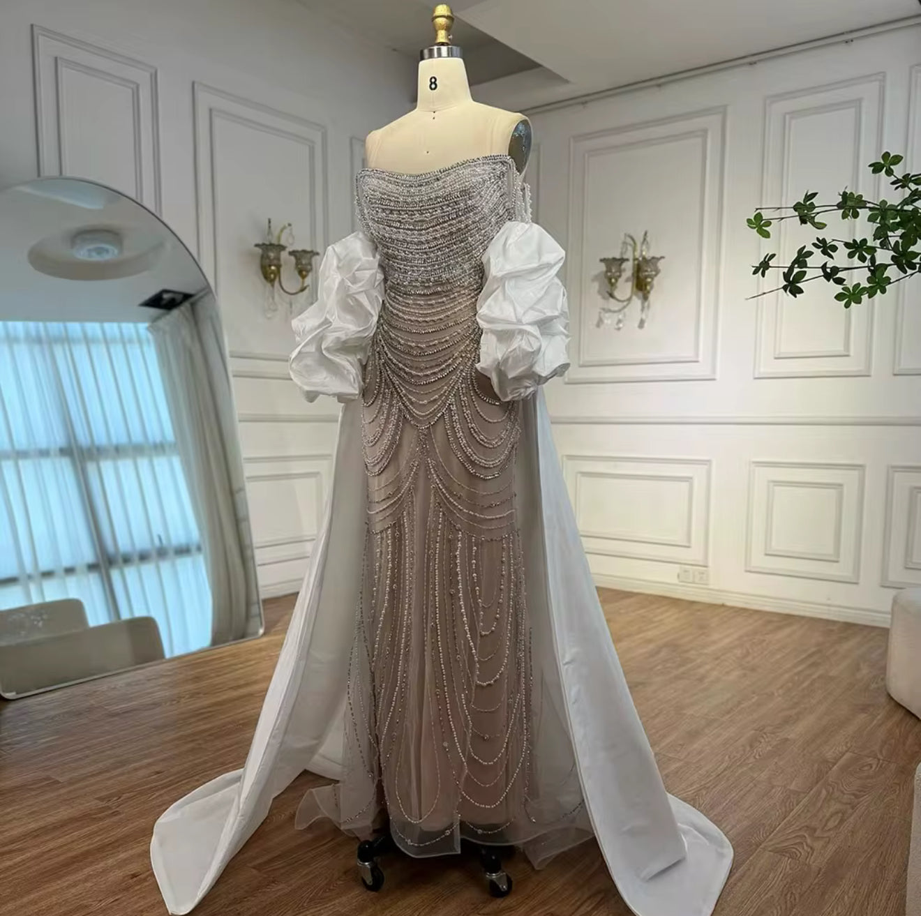 Lula 2 Piece Elegant Detached Cape Gown Hand Embellished (Pre-Order)