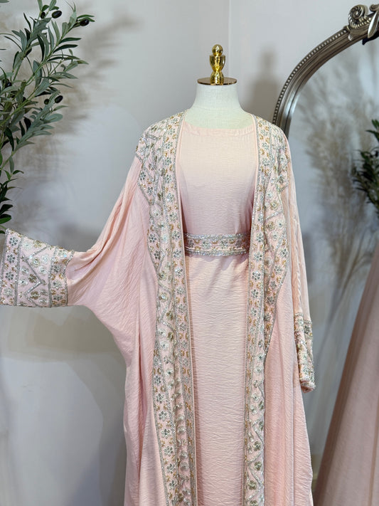 Hala Linen Touch Hand Embroidered Khaliji Caftan