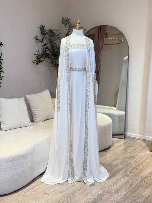 White Khawla Luxury Khaliji Caftan