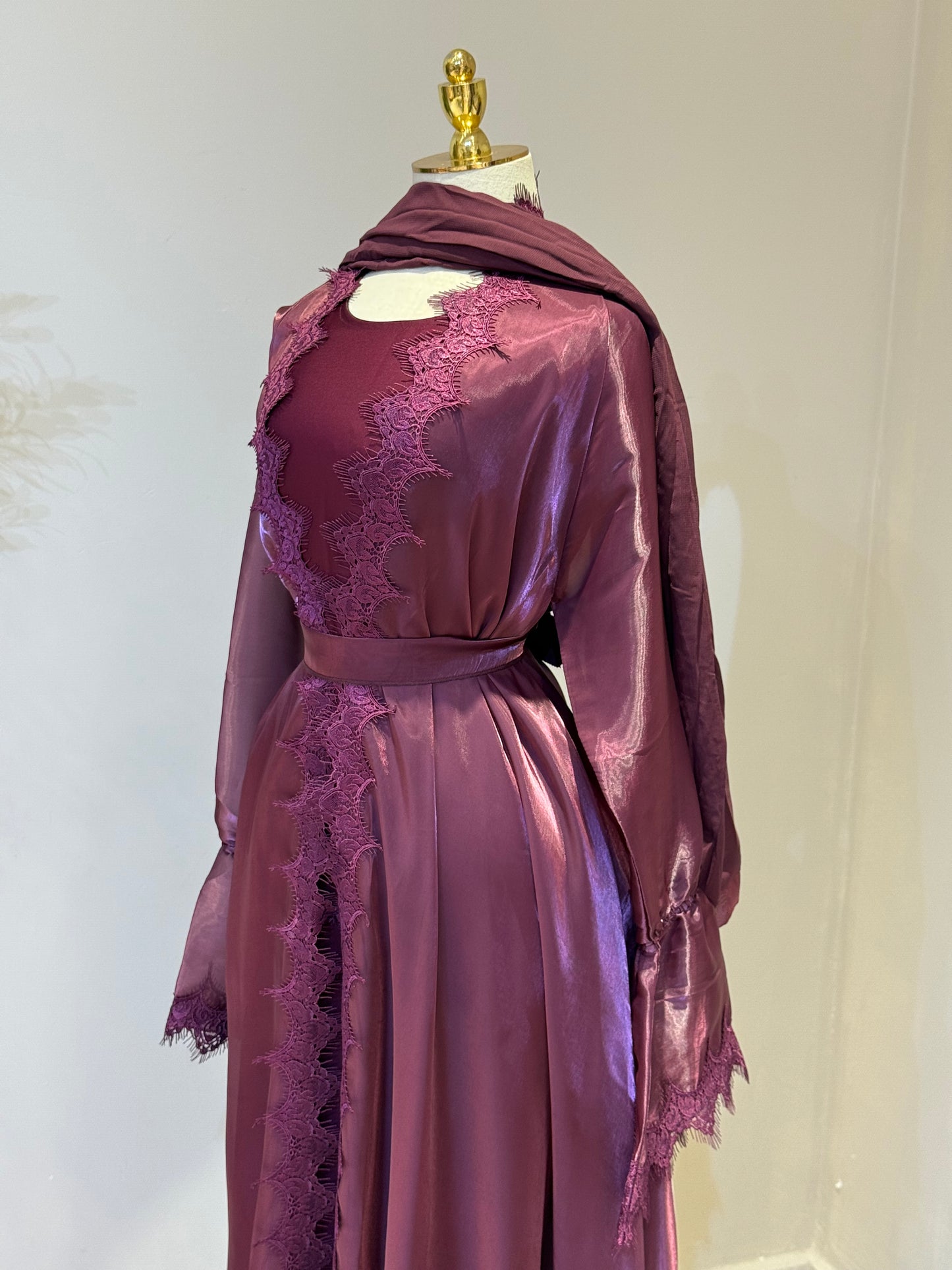 Alanoud 3 Piece Abaya With Satin Under Layer