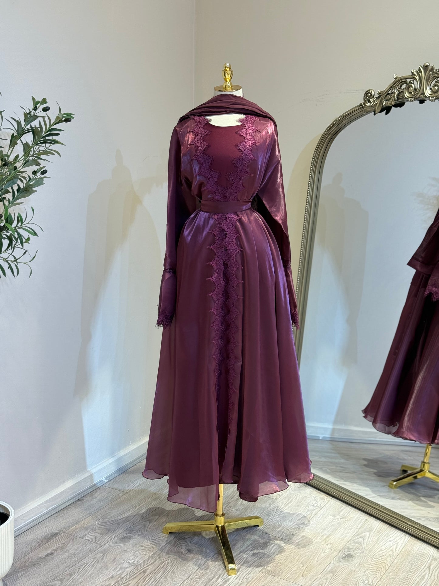 Alanoud 3 Piece Abaya With Satin Under Layer