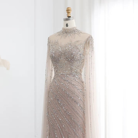 Shiza Nude Silver Handmade Gown ( Pre-Order )