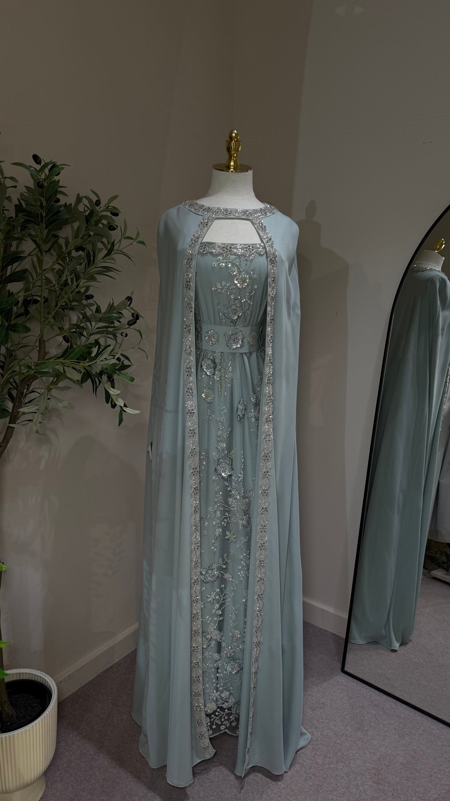 Baby Blue Khaliji Cape Kaftan