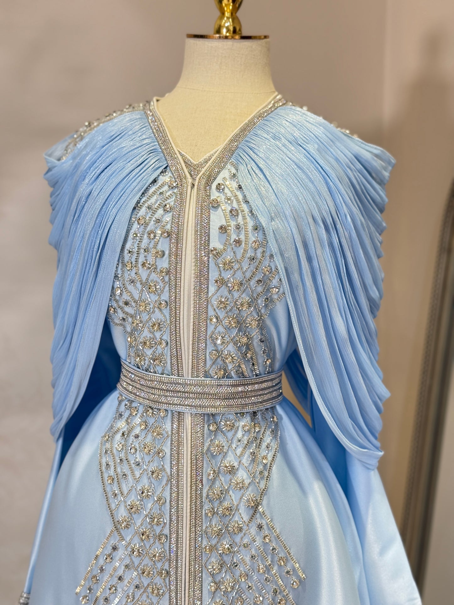 Arela 3 Piece Khaliji Luxury Shoulder Pleated Caftan