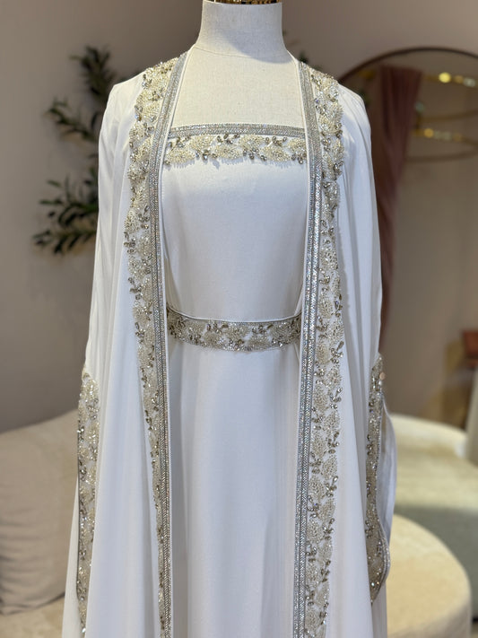 White Khawla Luxury Khaliji Caftan
