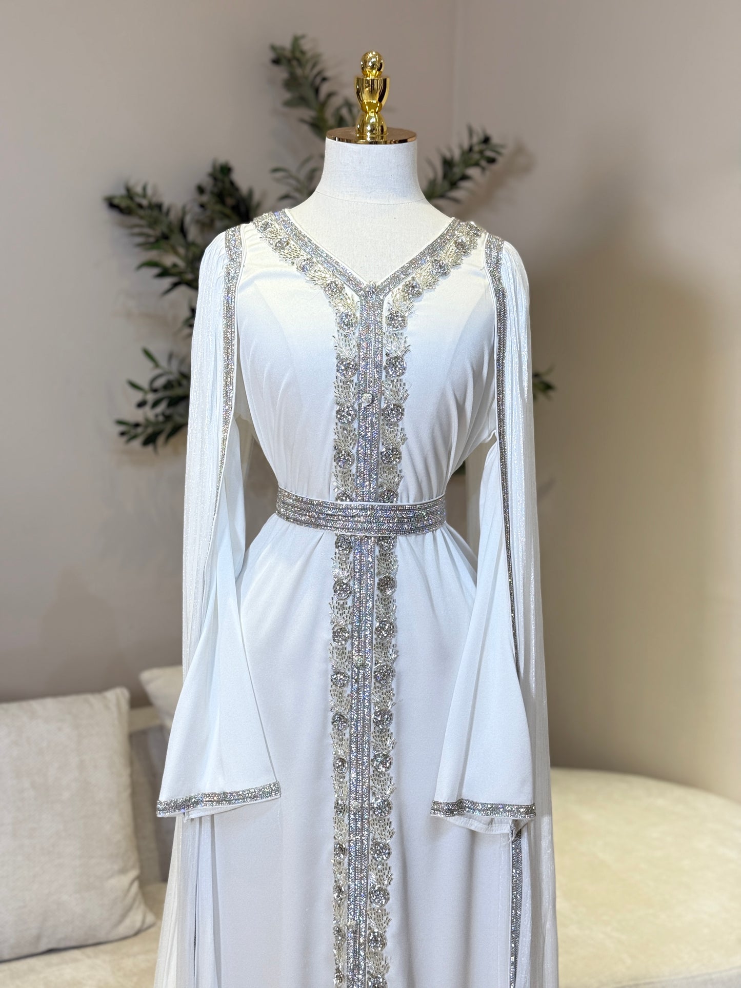 White Naima Luxury Khaliji Caftan