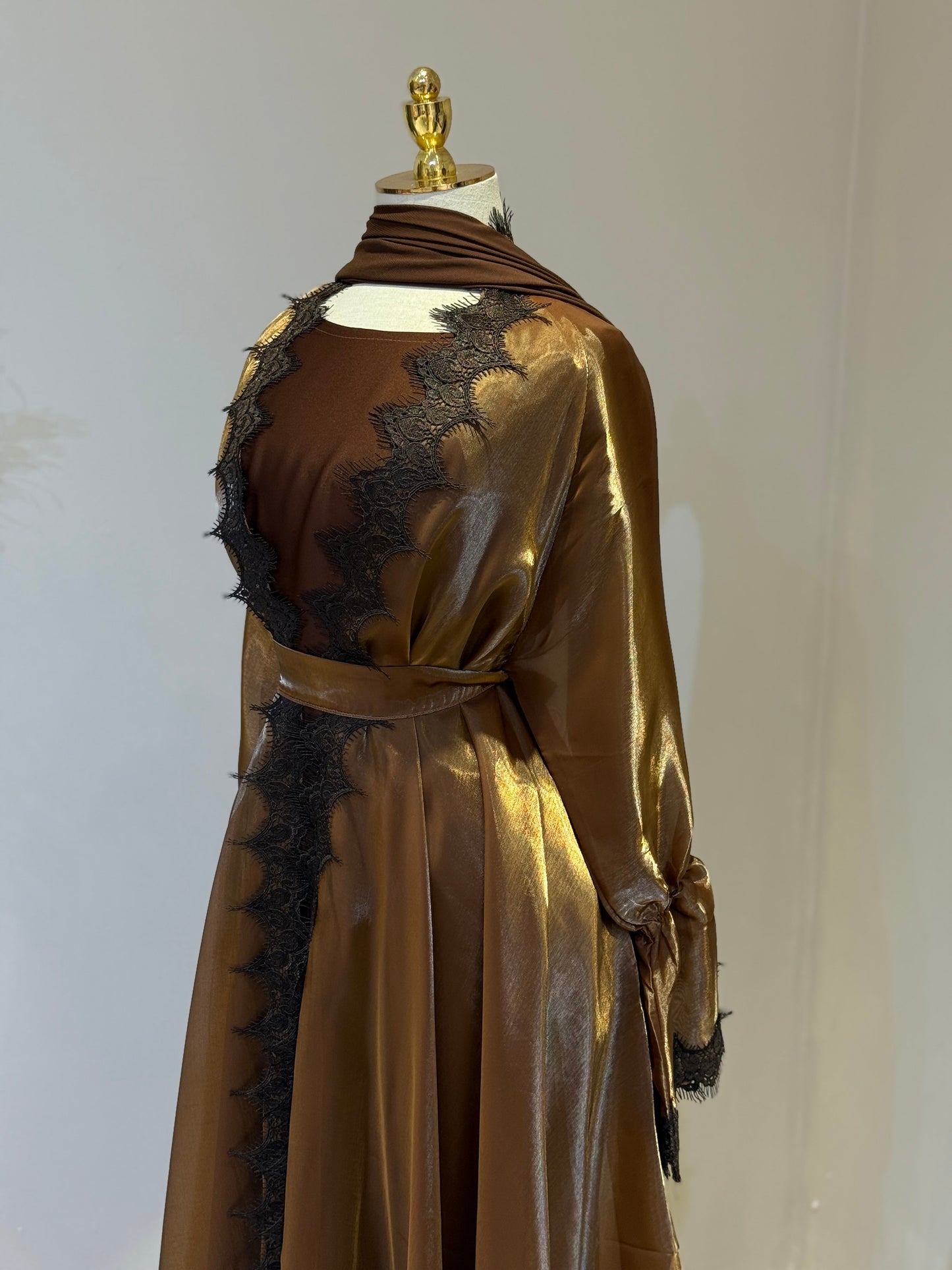 Khaloud 3 Piece Abaya With Satin Under Layer