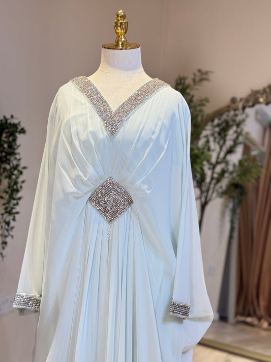 Basma Tie in Crystal Caftan Sky Blue