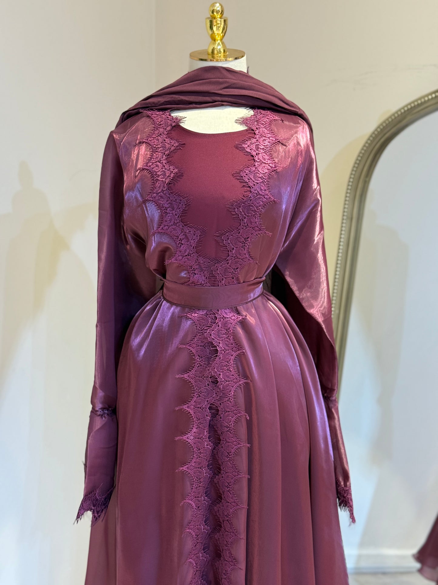 Alanoud 3 Piece Abaya With Satin Under Layer