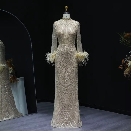Acura Gold Feather Gown ( Pre-Order )