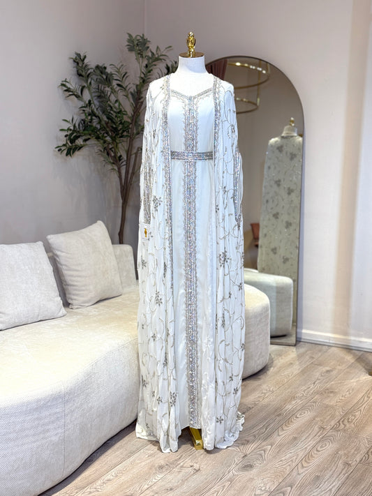 White Latifa Luxury Khaliji Caftan