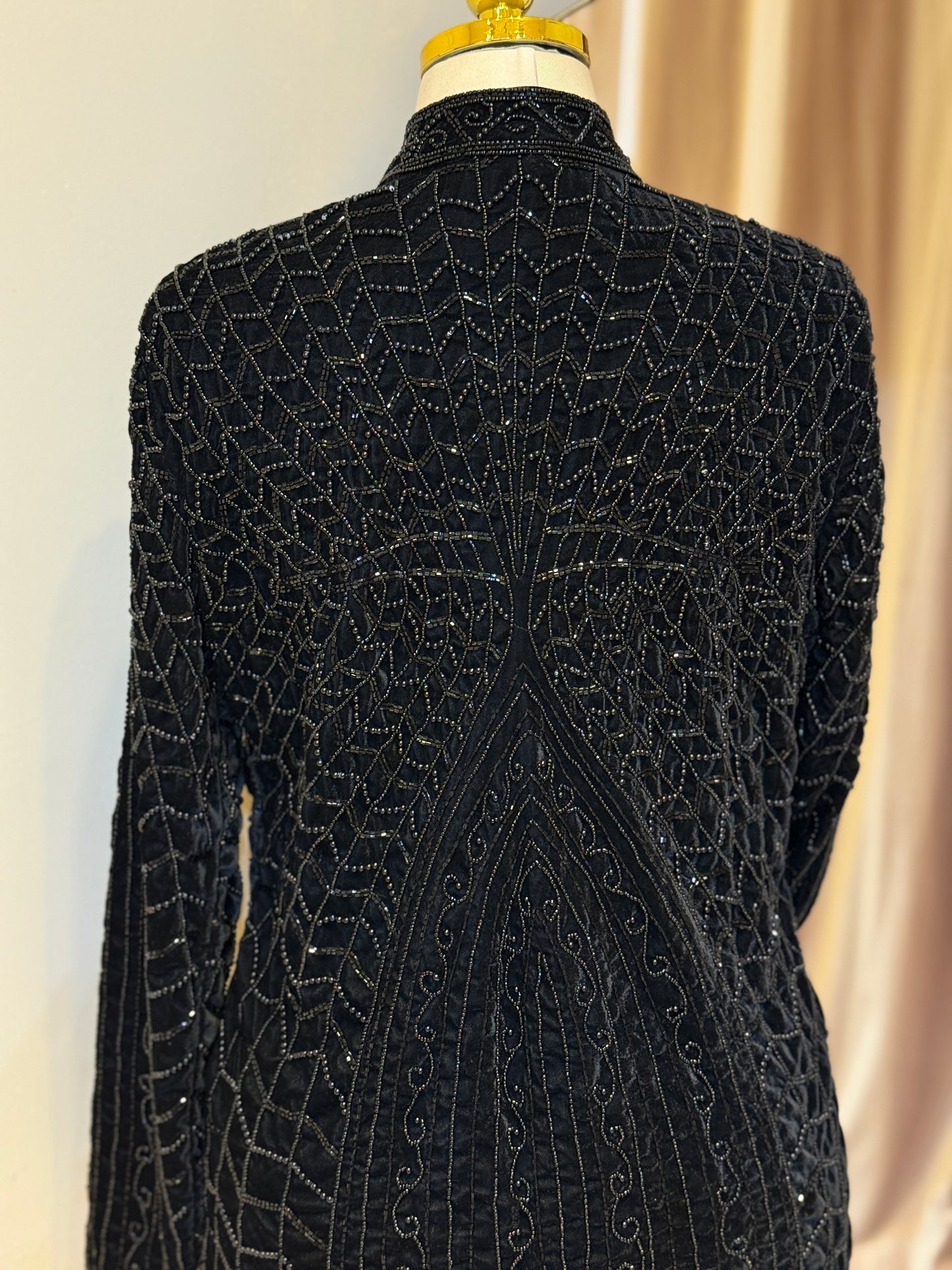Luxury Black Velvet Hand Embellished Blazer
