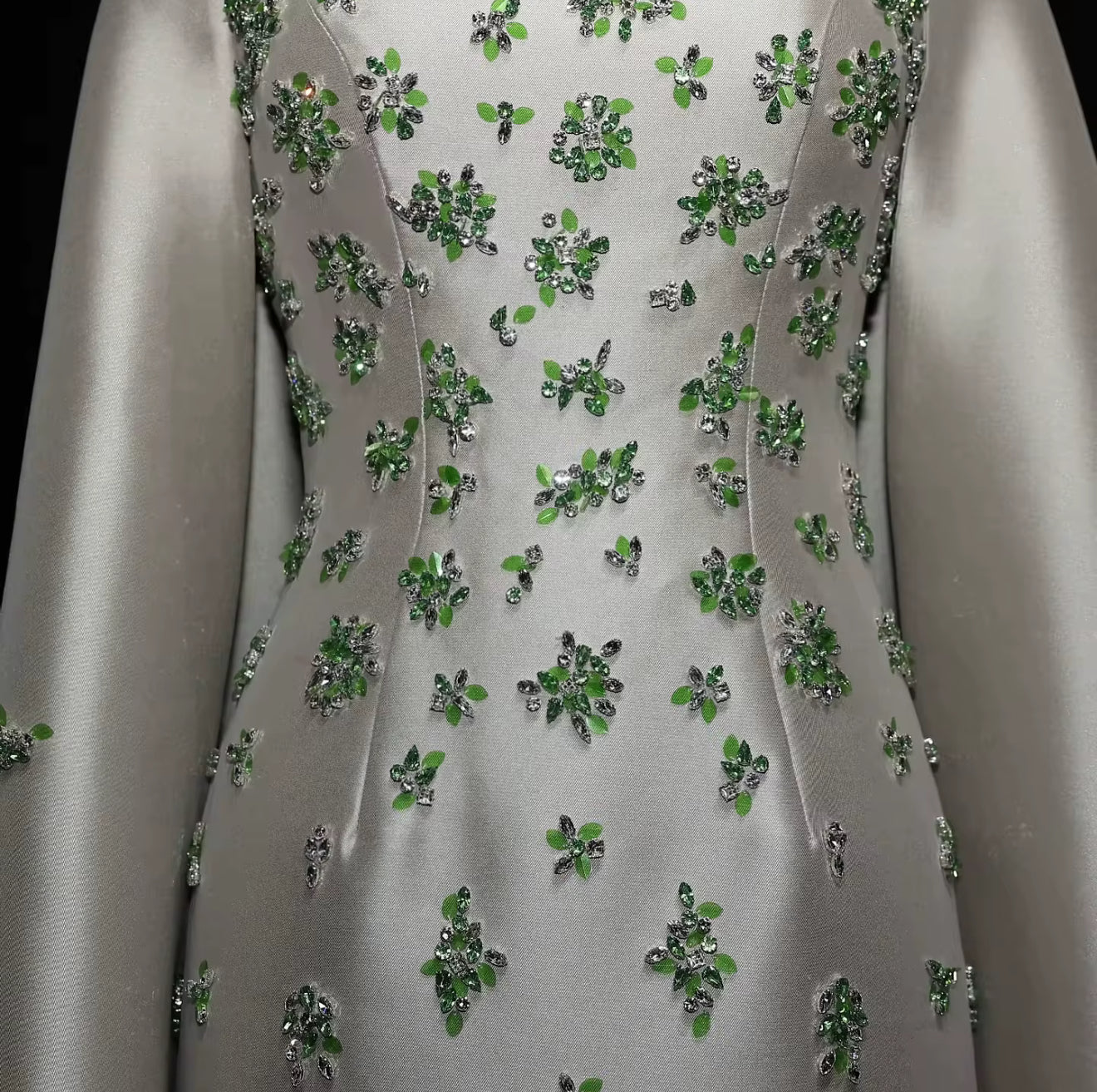 Dalida Satin Gown With Luxury Hand Embellished Stones with detached Cape (Pre-Order)