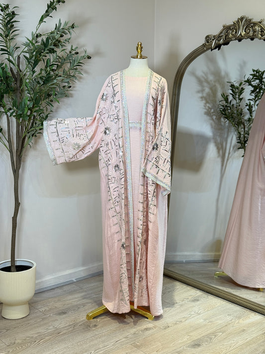 Alya Linen Touch Embroidered Khaliji Caftan