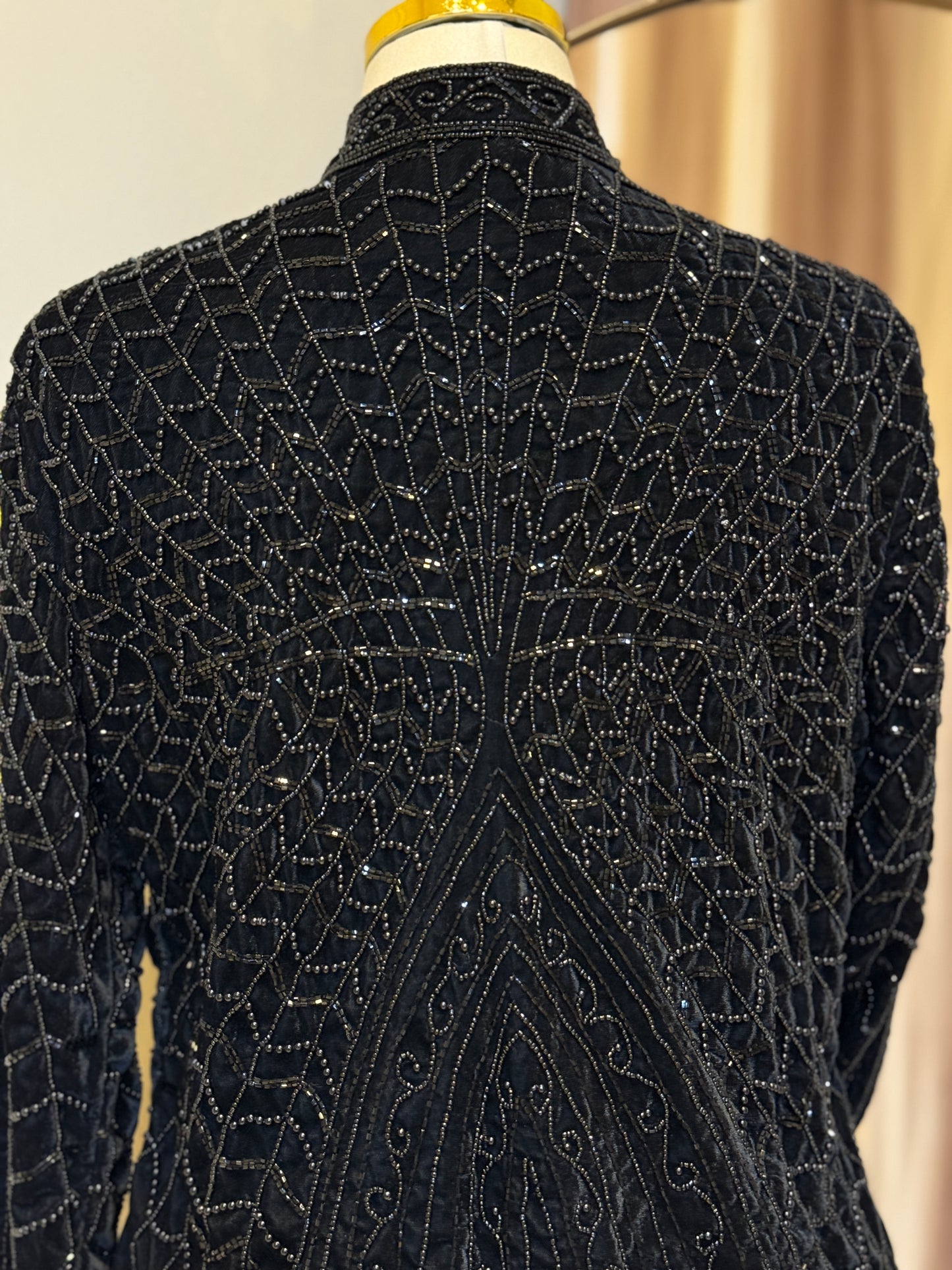 Luxury Black Velvet Hand Embellished Blazer