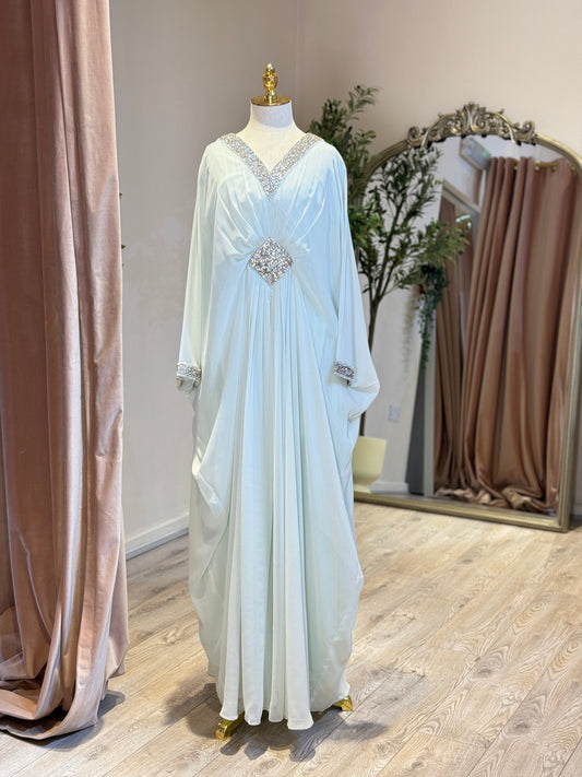 Basma Tie in Crystal Caftan Sky Blue
