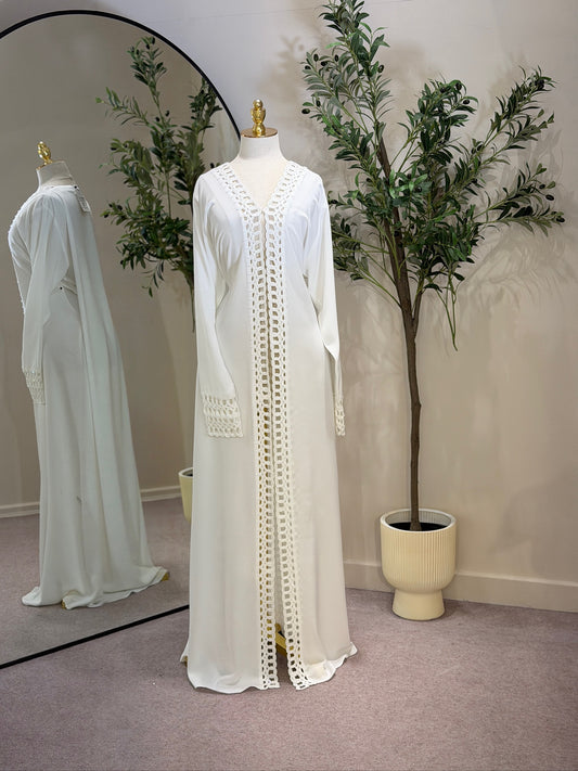 Yara White Luxury Khaliji Abaya