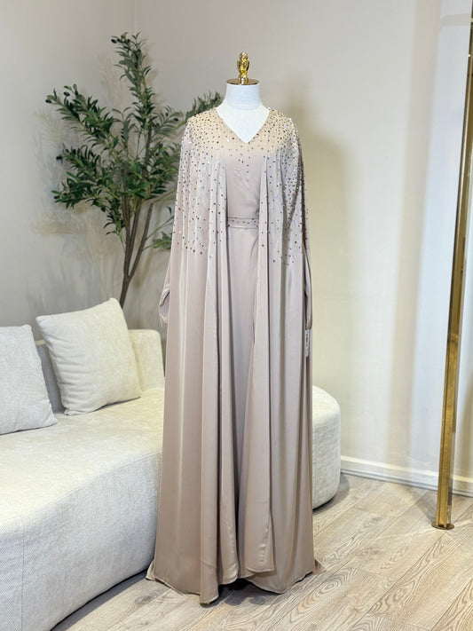 Nadine 2 Piece Abaya Under Piece is a Long Sleeves