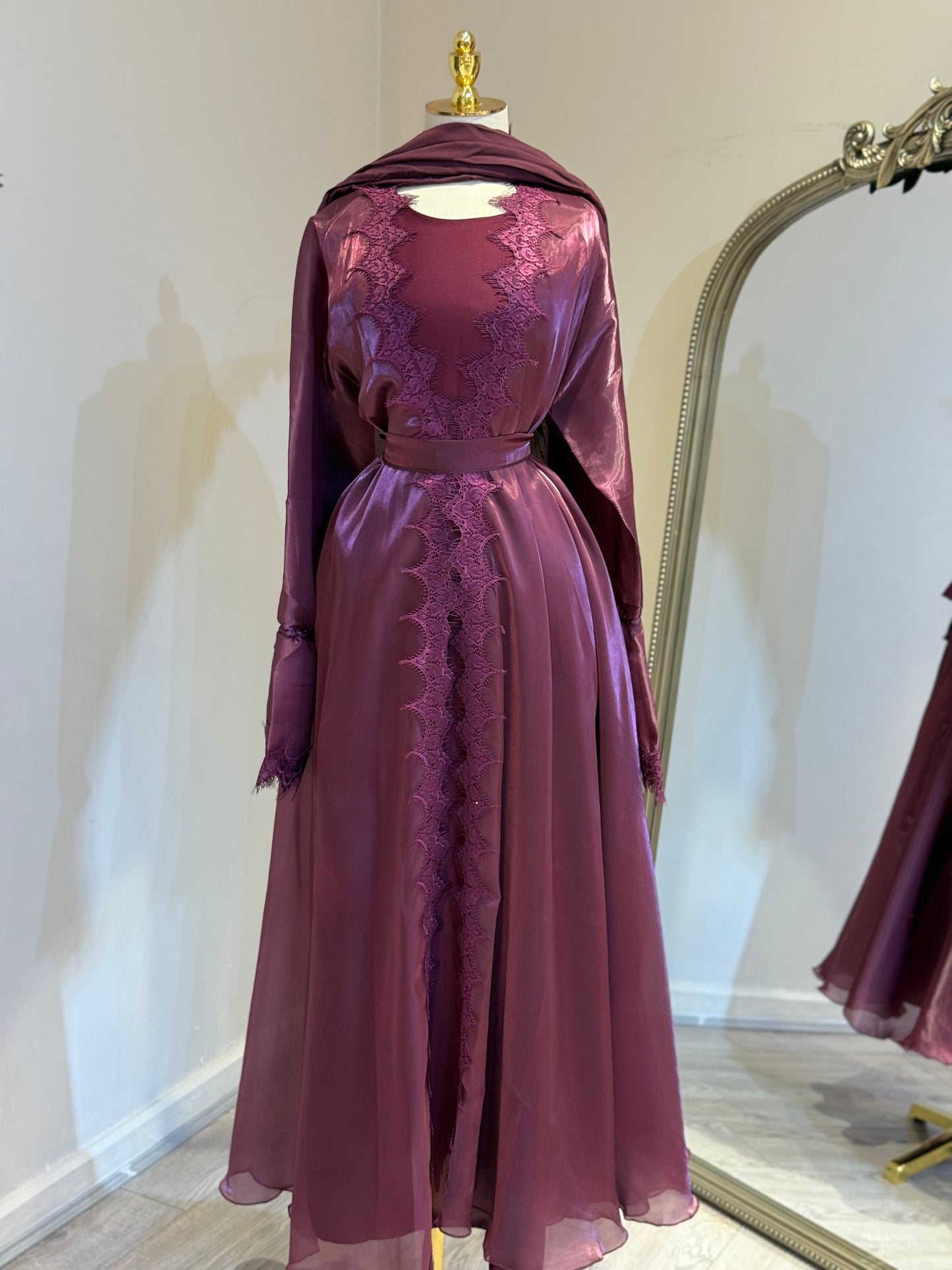Alanoud 3 Piece Abaya With Satin Under Layer
