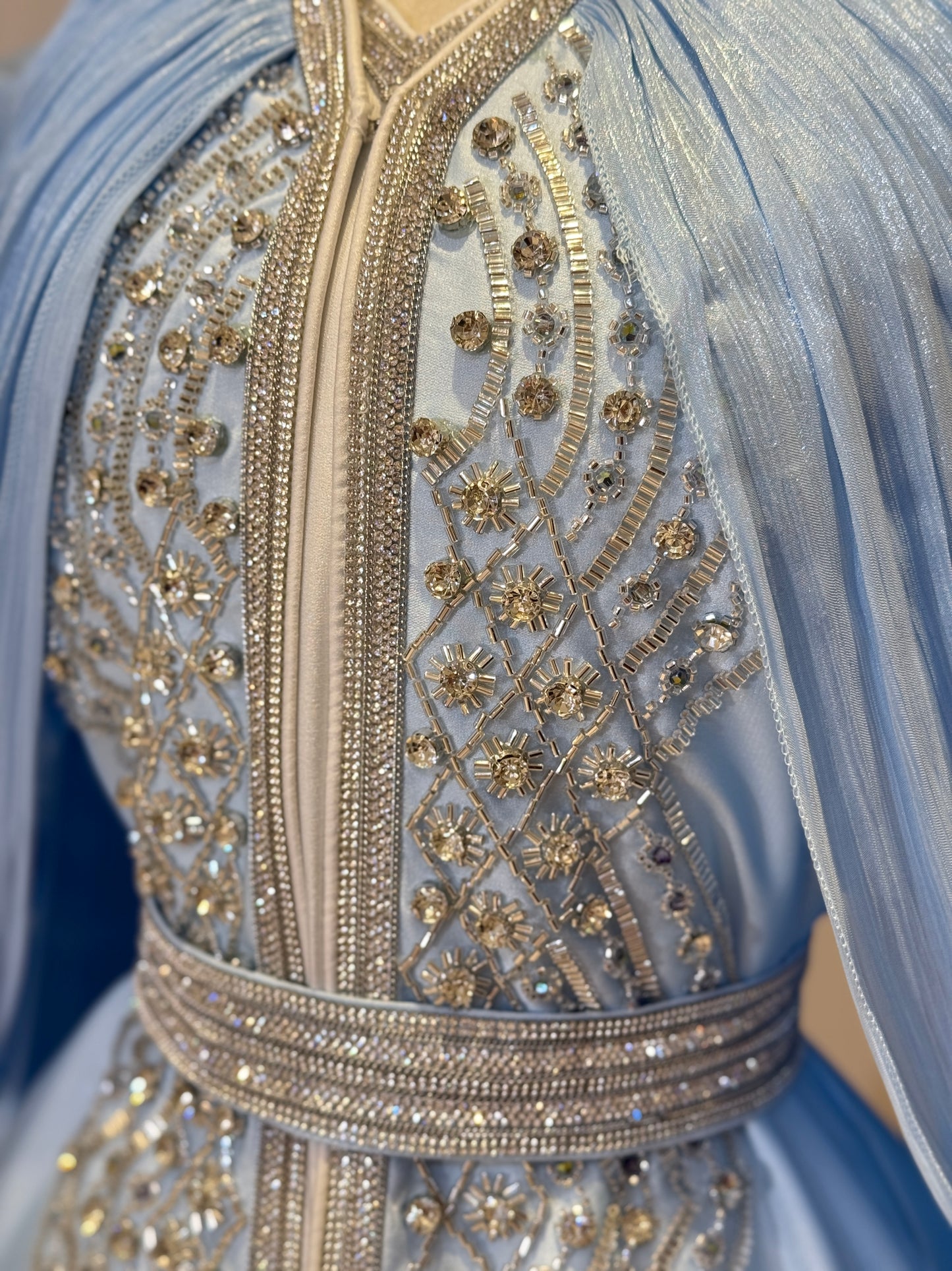 Arela 3 Piece Khaliji Luxury Shoulder Pleated Caftan