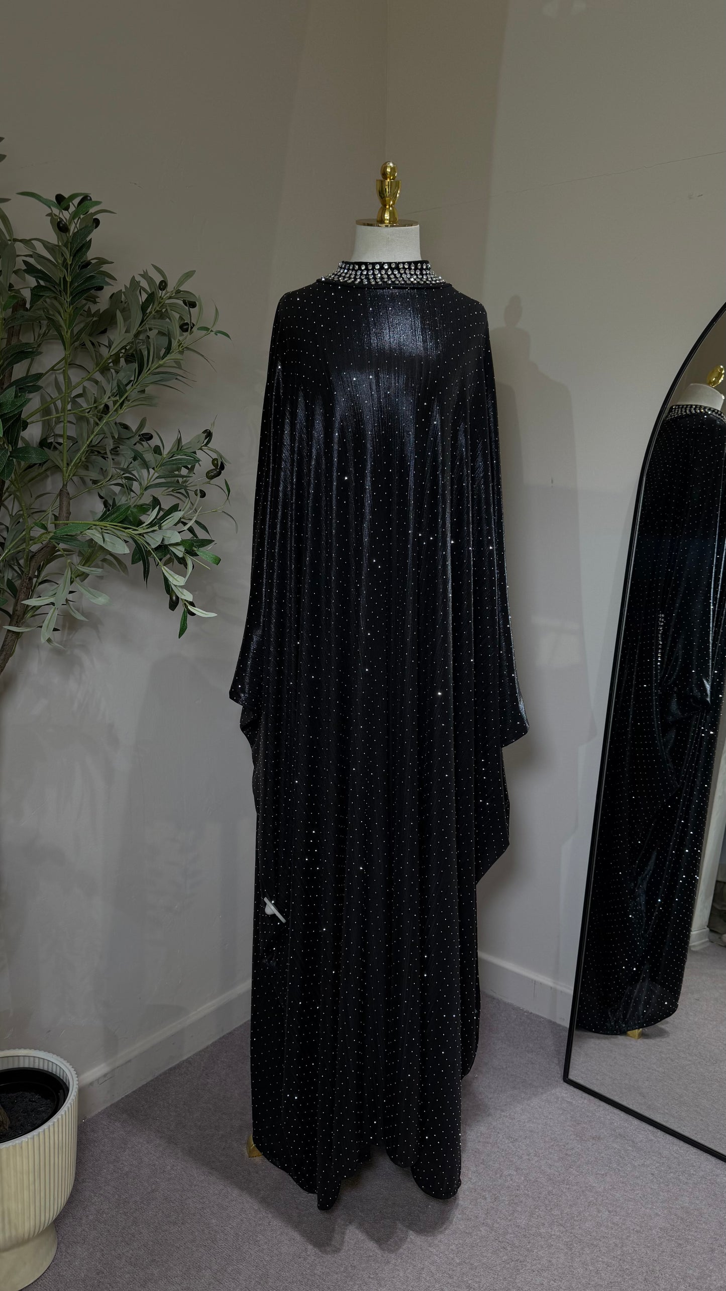 Black Studded Batwing Kaftan