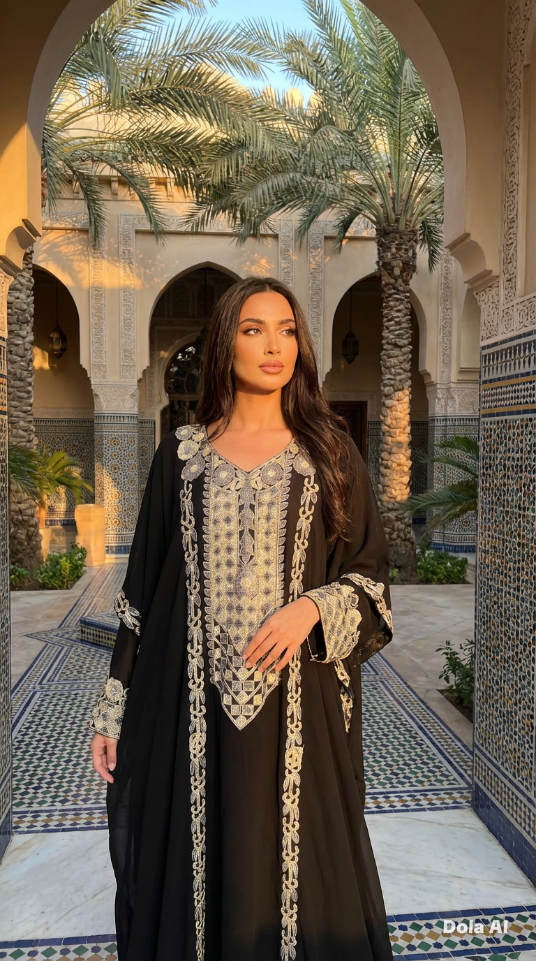 Black Crystallised Emirate Thobe