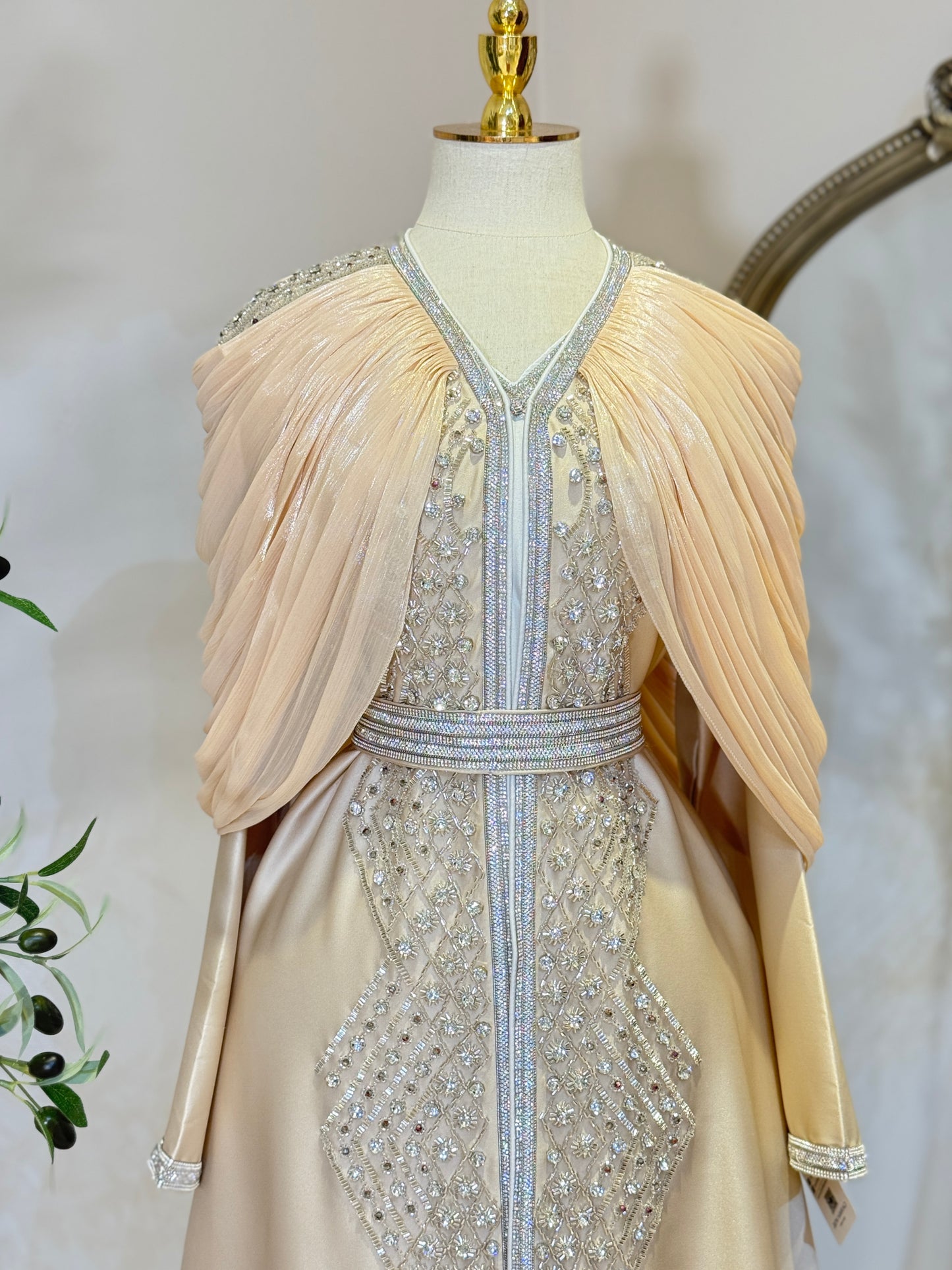 Arela 3 Piece Khaliji Luxury Shoulder Pleated Caftan