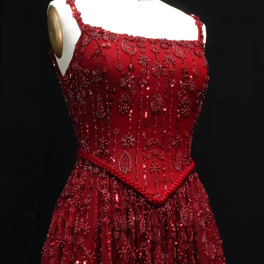 Kamila Cherry Red Hand Embellished Gown ( Pre-Order )