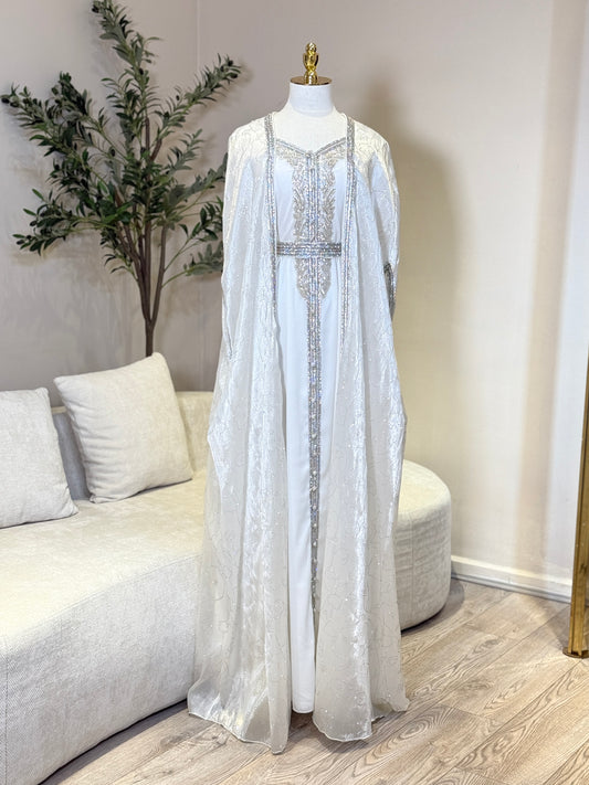 White Muzna Luxury Khaliji Caftan