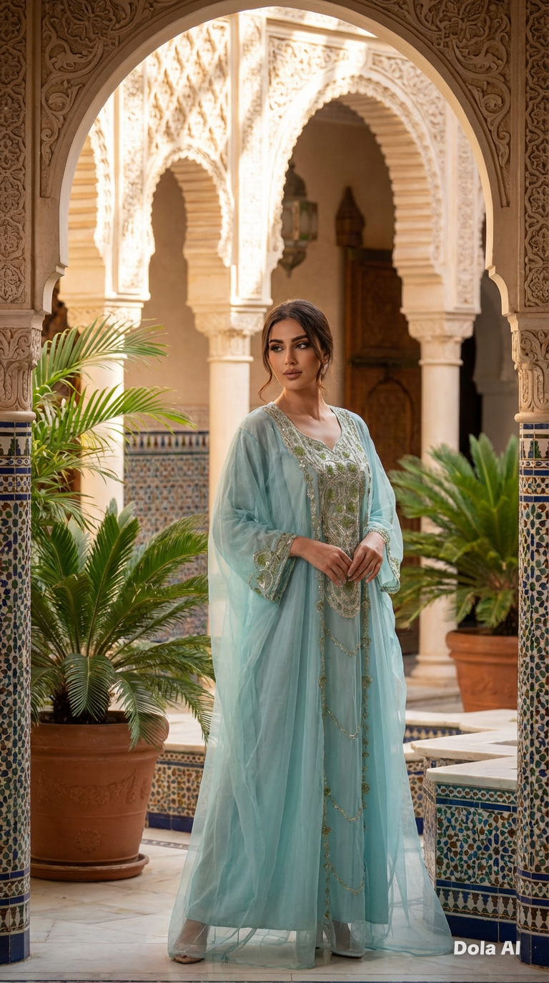 Mint Blue Crystallised Emirate Thobe
