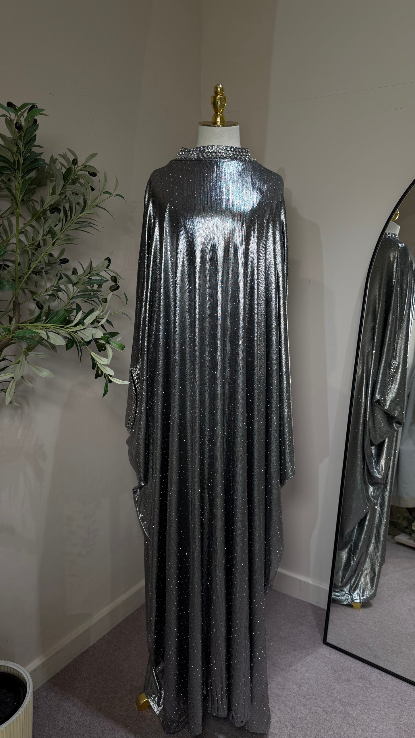 Grey Studded Batwing Kaftan