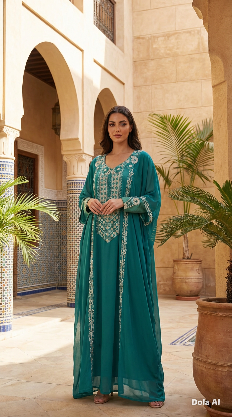 Turquoise Blue Crystallised Emirate Thobe