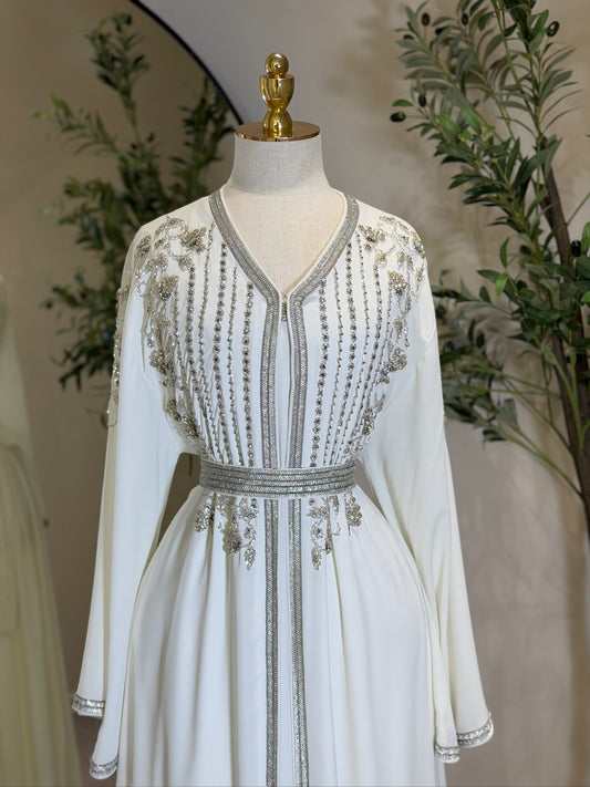 Mila White 3 Piece Luxury Khaliji Caftan