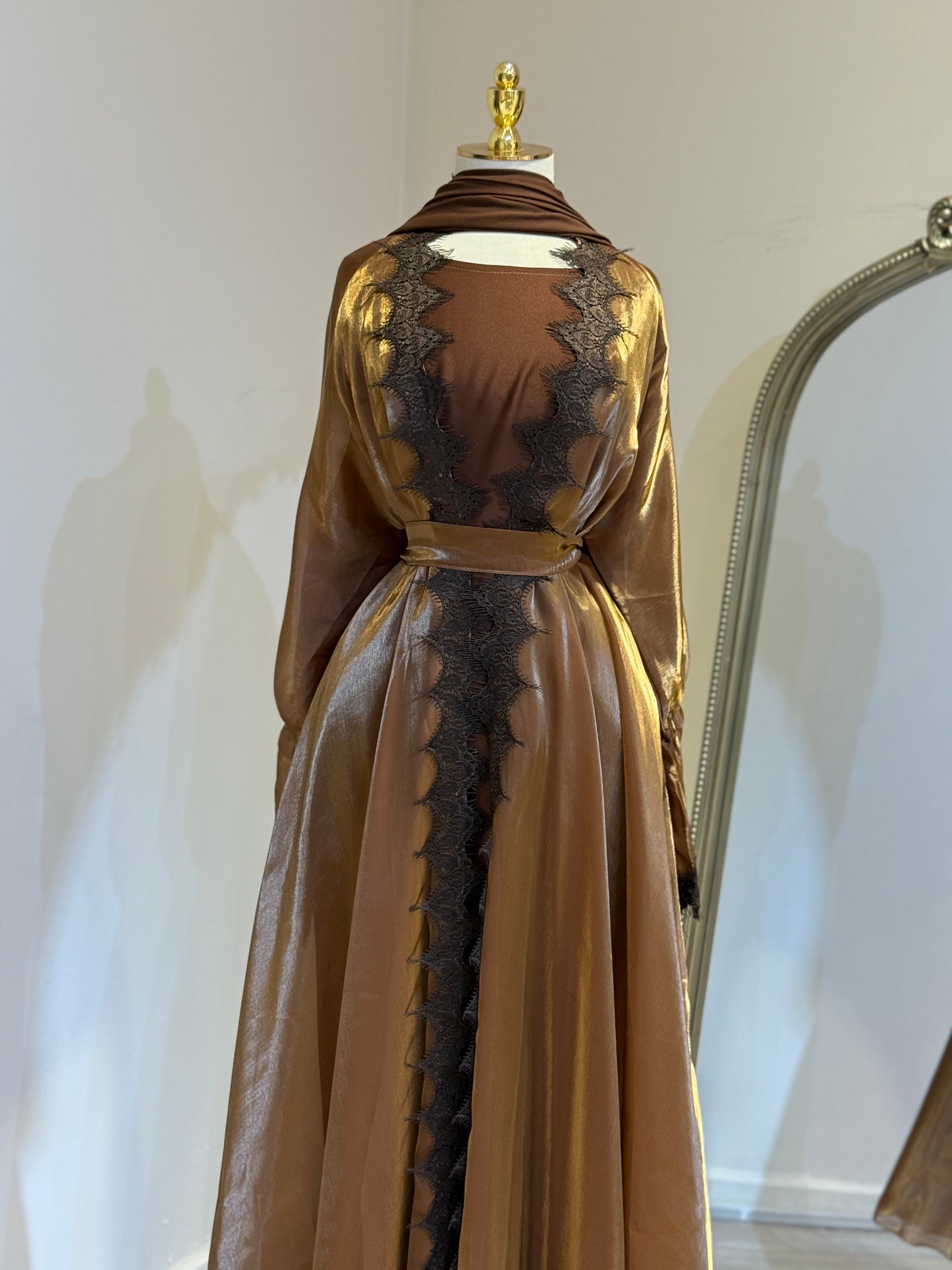 Khaloud 3 Piece Abaya With Satin Under Layer