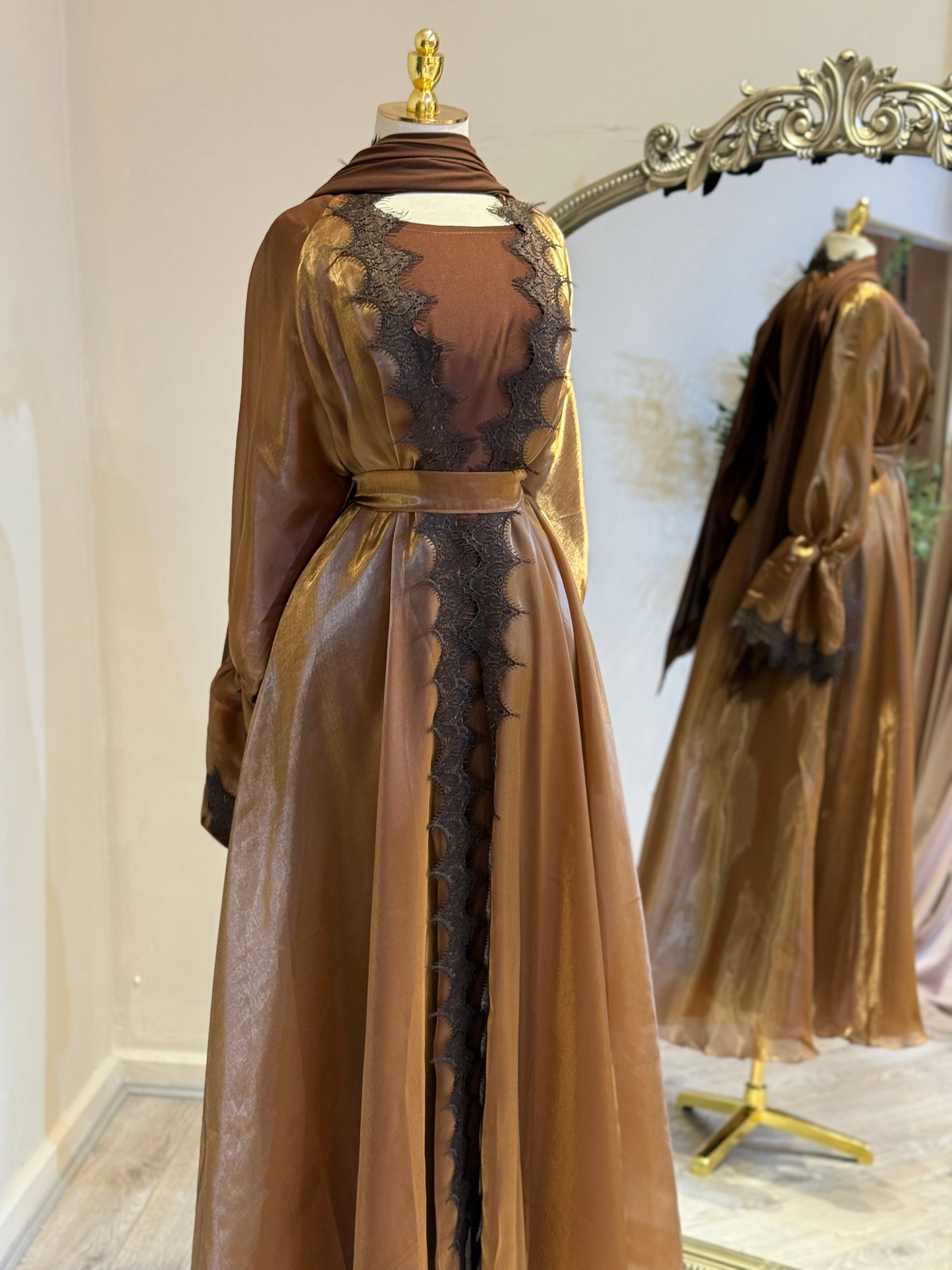 Khaloud 3 Piece Abaya With Satin Under Layer