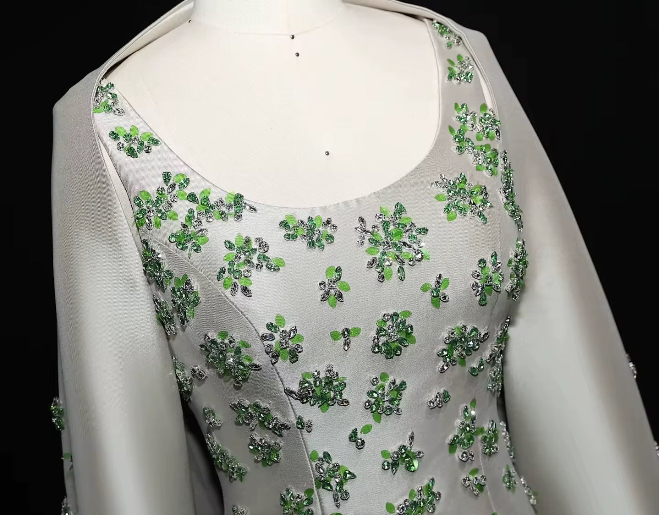 Dalida Satin Gown With Luxury Hand Embellished Stones with detached Cape (Pre-Order)
