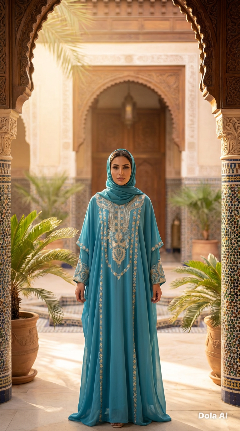 Turquoise Crystallised Emirate Thobe