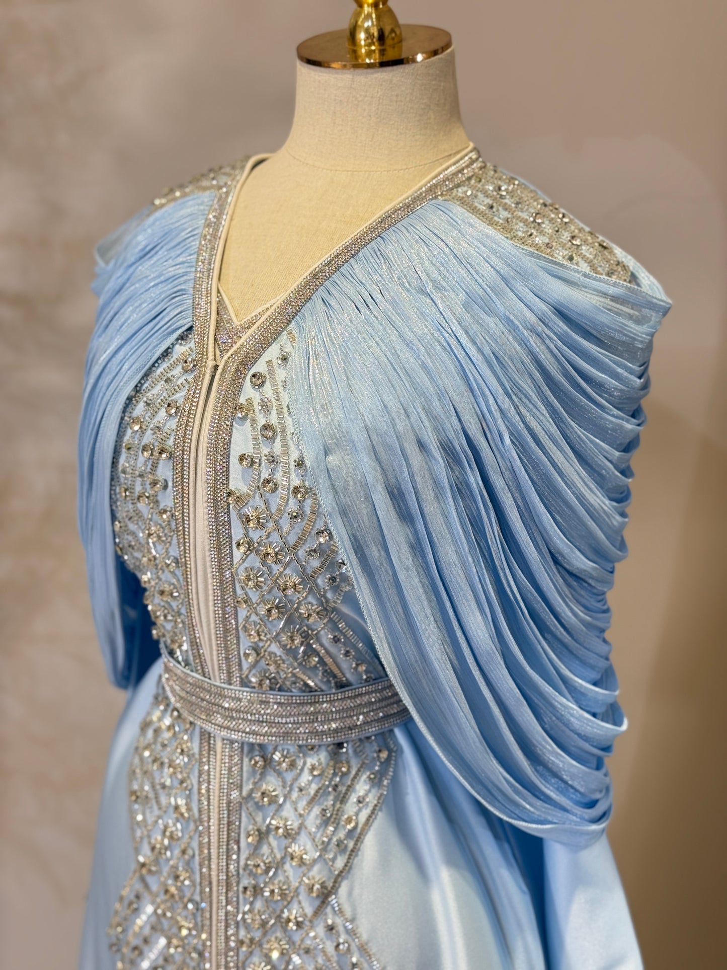 Arela 3 Piece Khaliji Luxury Shoulder Pleated Caftan