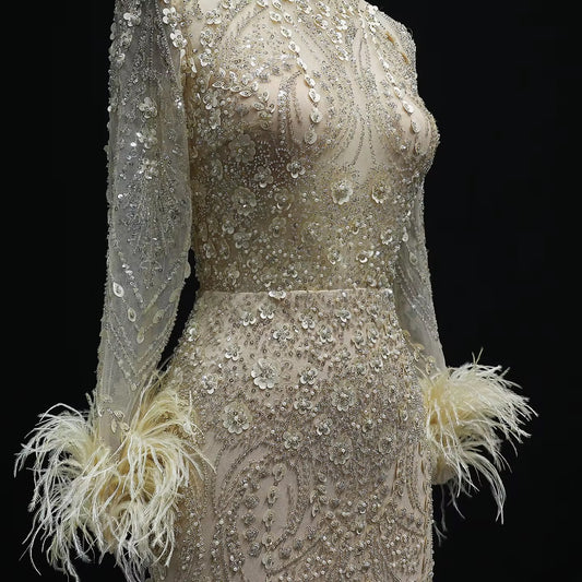 Acura Gold Feather Gown ( Pre-Order )