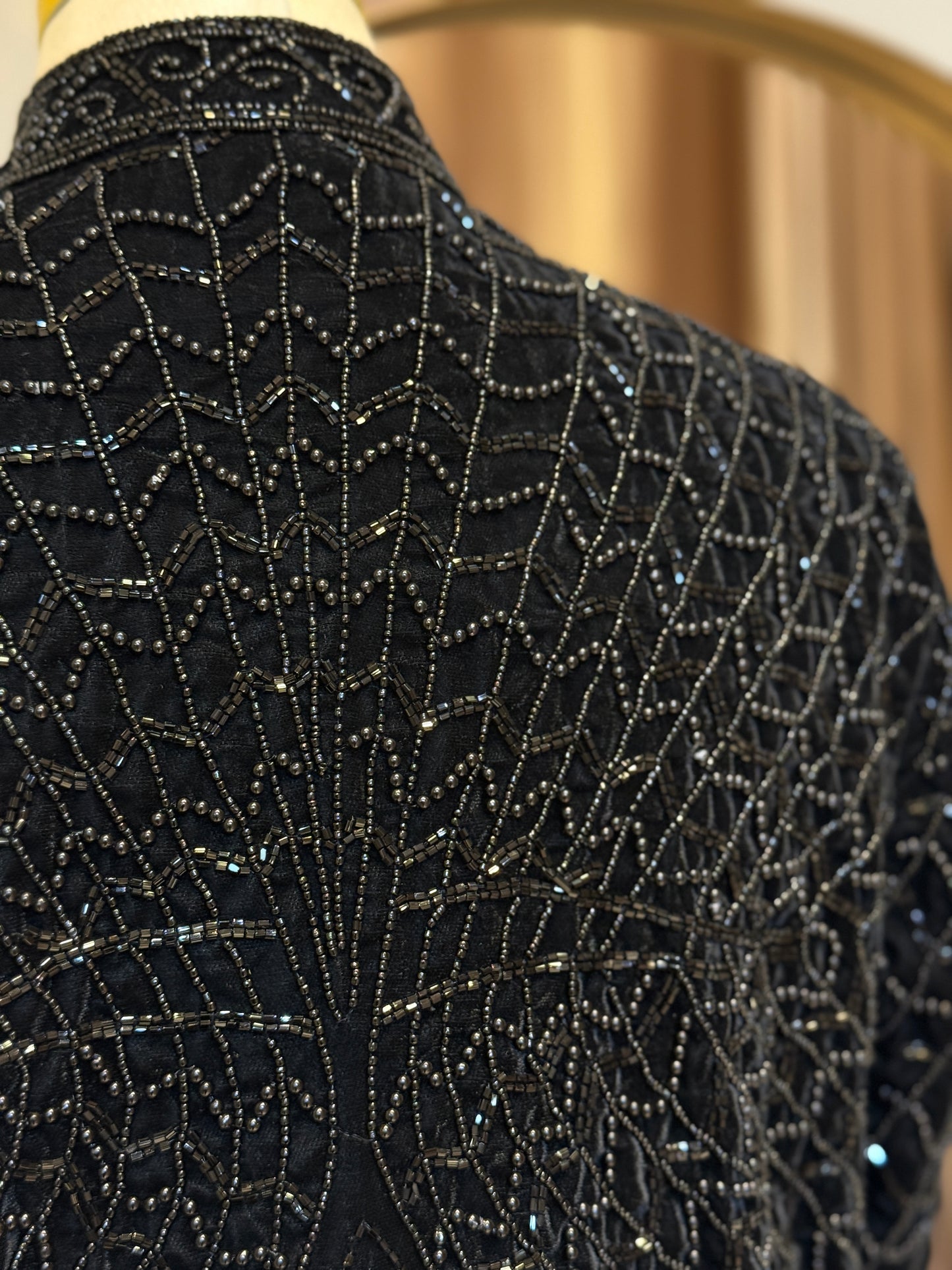 Luxury Black Velvet Hand Embellished Blazer