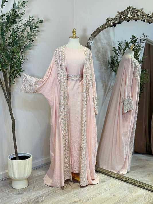 Hala Linen Touch Hand Embroidered Khaliji Caftan
