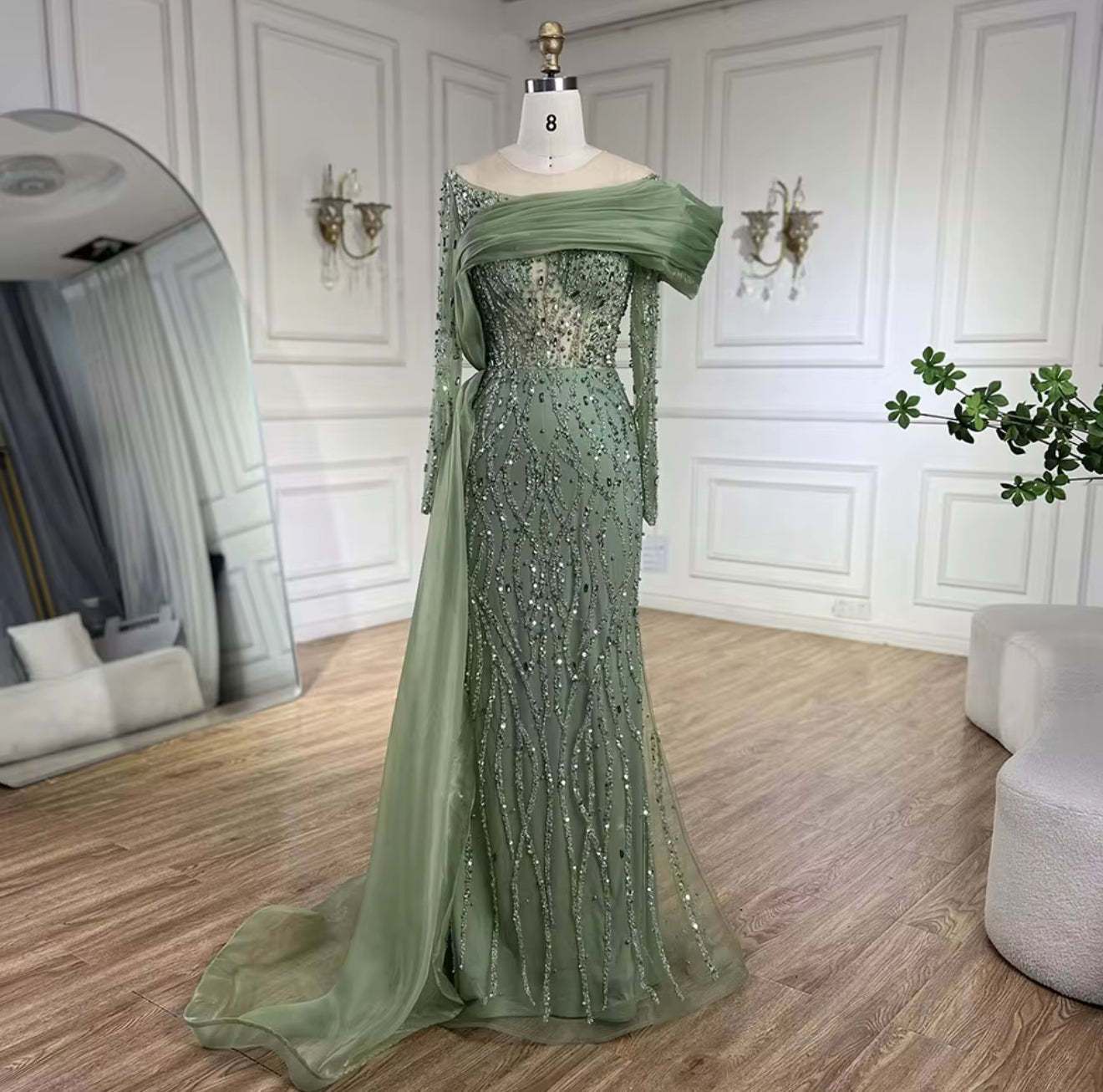 Afnan Modest Hand Embroidered Gown (Pre-Order)
