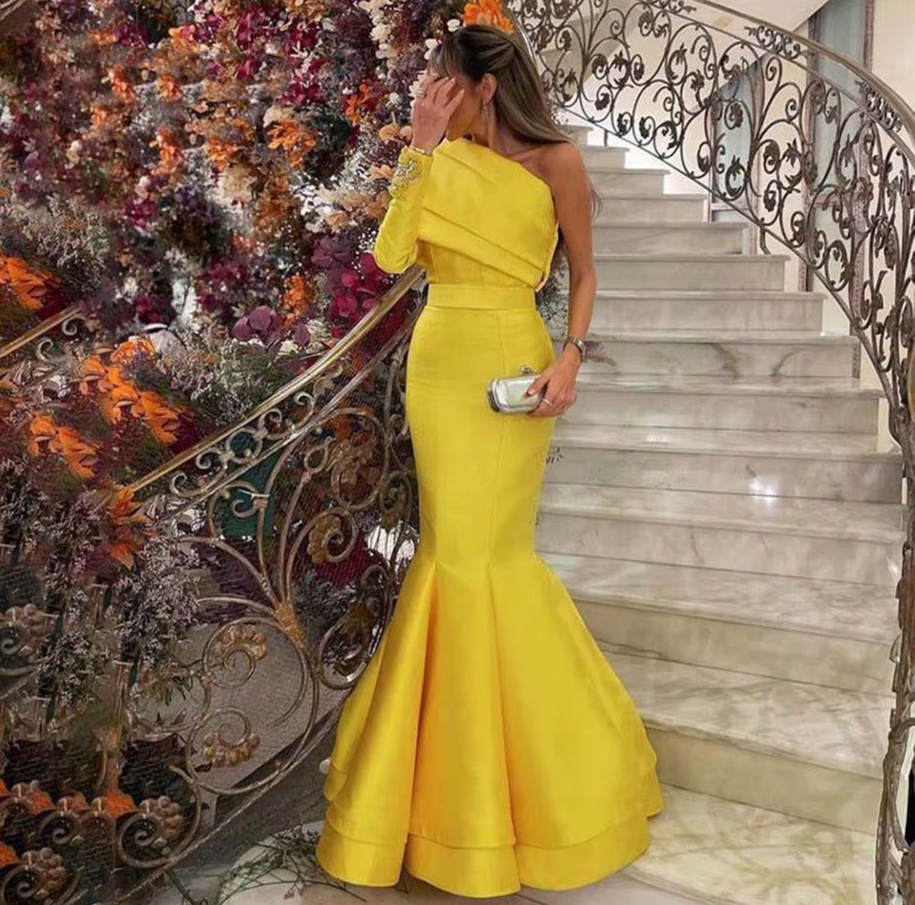 Miral Satin elegant Fitted Gown ( Pre-Order )