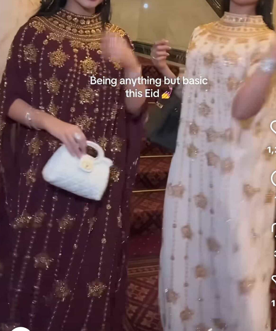 Burgundy and gold hand embellished Caftan