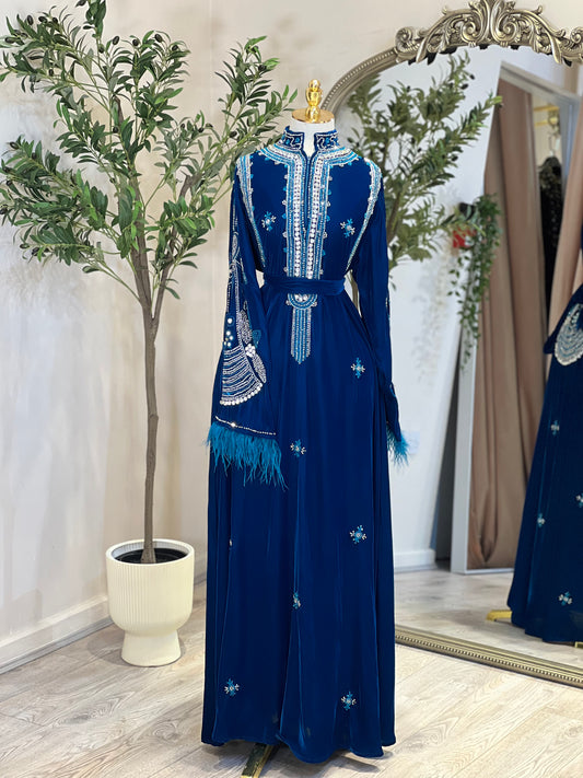 Maleka Velvet With Feathers Dress