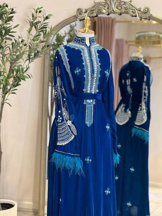 Maleka Velvet With Feathers Dress