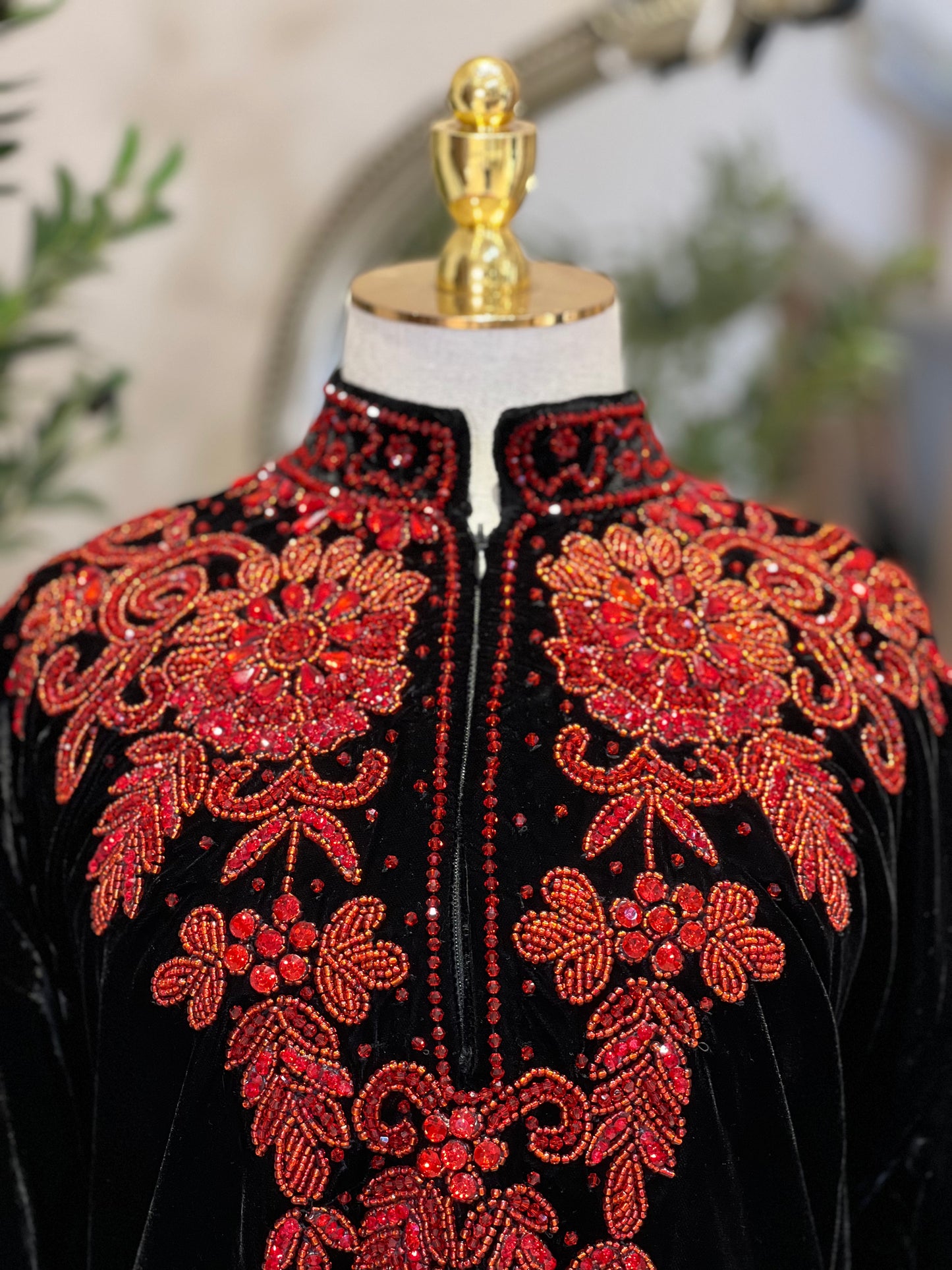 Rania Velvet Luxury Dress With Feathers