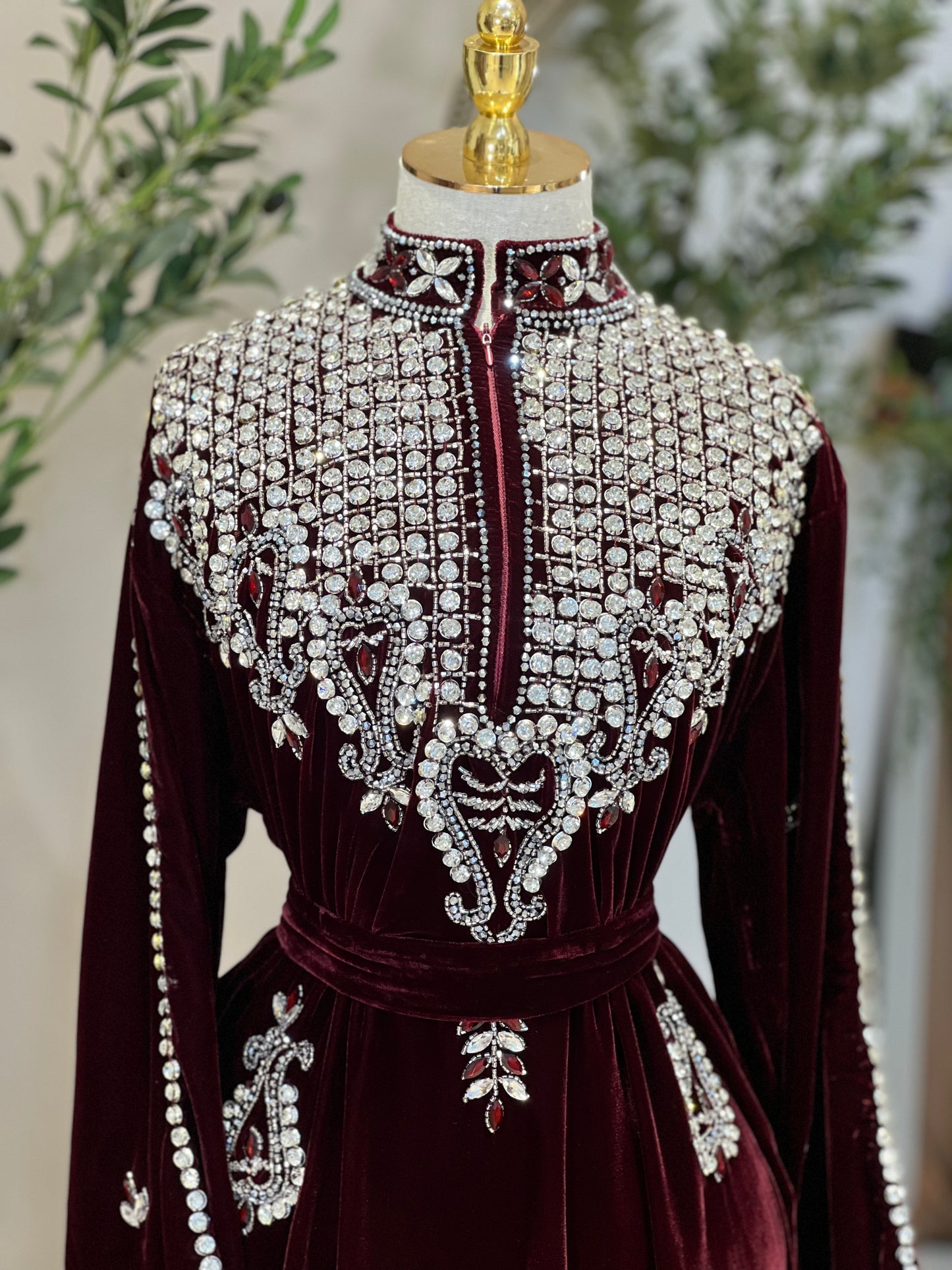 Rasha Velevt Luxury Dress With Feathers